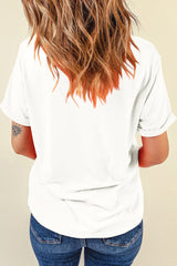 White Embroidered Clover St Patricks Fashion Graphic Tee