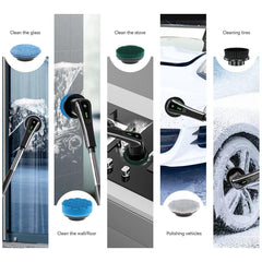 7 IN 1 Cordless Household Spin Scrubber Kitchen Gadgets Hair Brushes Bathroom Broom Toilet Multipurpose Cleaning Brush Electric Mops