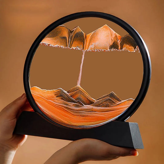 3D Sandscape Moving Sand Art Picture Round Glass Deep Sea Hourglass Quicksand Craft Flowing Sand Painting Office Home Decor Gift