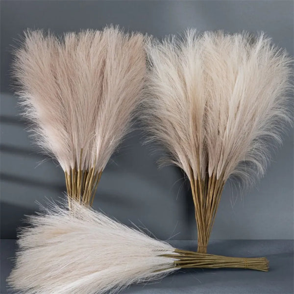 55CM 5PCS Fluffy Pampas Grass Boho Decor Flower Fake Plant Reed Simulated Wedding Party Home Decoration Artificial Flowers