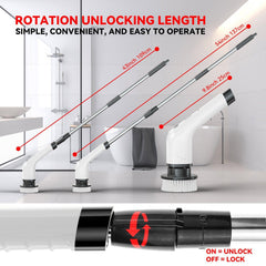 7 IN 1 Cordless Household Spin Scrubber Kitchen Gadgets Hair Brushes Bathroom Broom Toilet Multipurpose Cleaning Brush Electric Mops