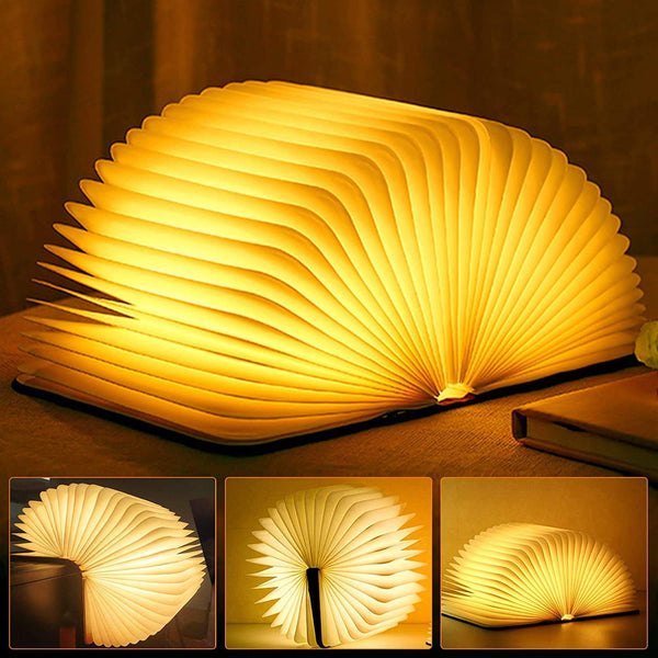3D LED Book Light USB Rechargeable Night Light 3 Colors Foldable Table Lamp Creative LED Magnetic Lamp Portable Desk Lighting