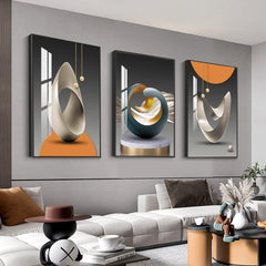 3pcs Modern Geometric Wall Art Canvas Prints Luxury Abstract Artwork Paintings For Modern Living Room Bedroom Wall Decor Picture