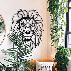 HelloYoung Lion Head Metal Wall Art, Metal Lion Wall Decoration, Lion Metal Wall Sculpture, Animal Metal Artwork Wall Sticker
