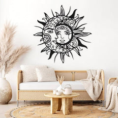 Sun and Moon Geometric Metal Wall Art, Modern Mystical Symbol, Romantic Valentine'S Day or Birthday Gift, Rustic Hanging Decor