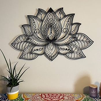 1pc Lotus Flower Mandala Metal Wall Art, Mandala Wall Art, Metal Wall Art Spiritual Deco, Wall Decor Metal Wall Hanging