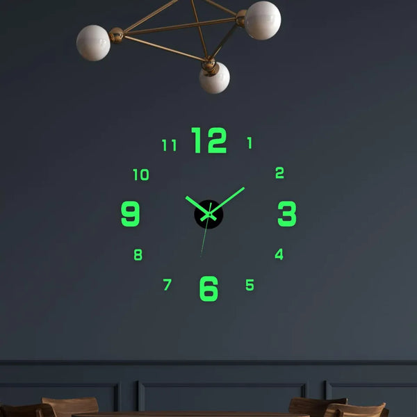3D Luminous Wall Clock Frameless Acrylic DIY Digital Clock Wall Stickers Mute Clock for Living Room Bedroom Office Wall Decor