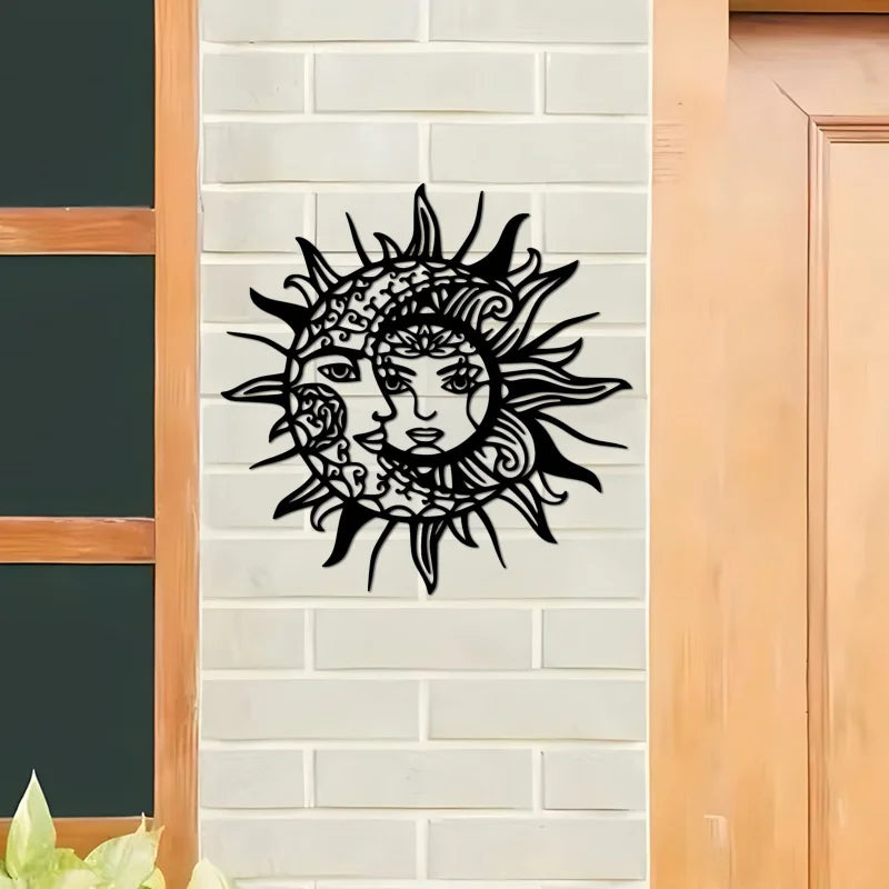 Sun and Moon Geometric Metal Wall Art, Modern Mystical Symbol, Romantic Valentine'S Day or Birthday Gift, Rustic Hanging Decor