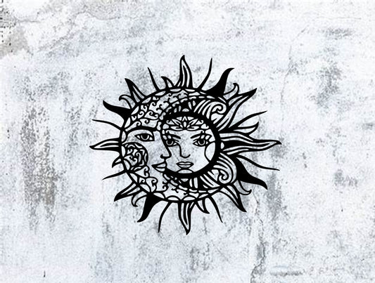 Sun and Moon Geometric Metal Wall Art, Modern Mystical Symbol, Romantic Valentine'S Day or Birthday Gift, Rustic Hanging Decor