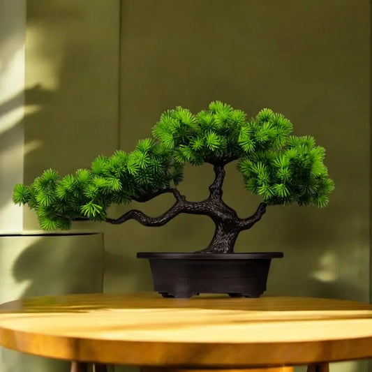 27cm Artificial Pine Plants Bonsai Fake Tree Ornaments Plastic Plants Landscape Simulation Tree for Home Room Desktop Decoration