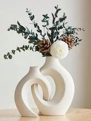 Hollow Nordic Modern Vase Set of 2 for Modern Home Decor,Plastic imitation ceramic Hollow Flower Vases for Living Room